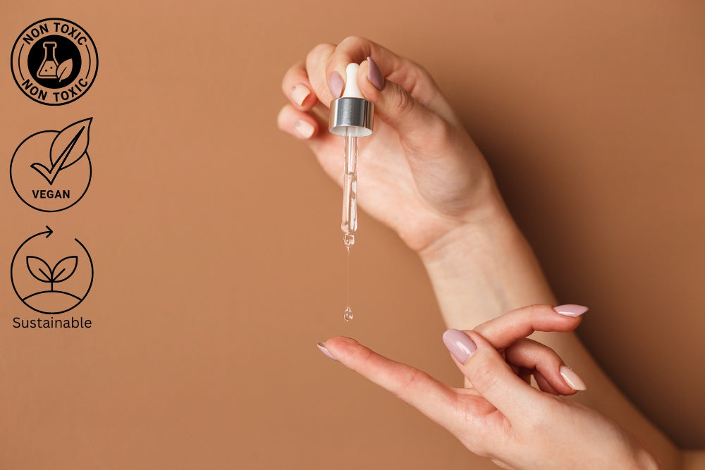 A bottle of Opuls's ANTI-AGE SERUM for mature natural skincare The product is designed for skincare and aims to reduce fine lines and wrinkles.